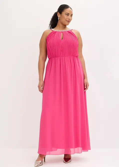 Maxikleid aus feinem Chiffon mit Drapierung, bonprix