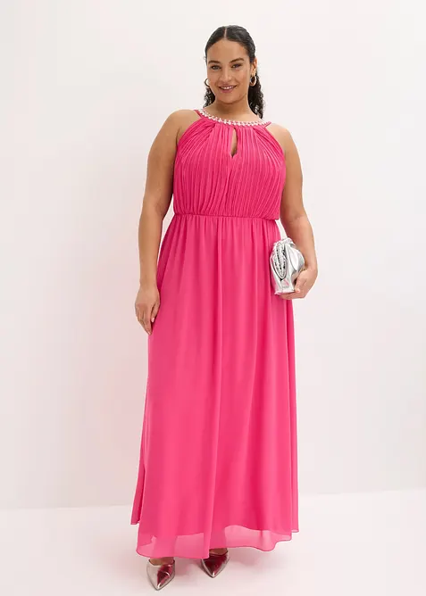 Maxikleid aus feinem Chiffon mit Drapierung, bonprix