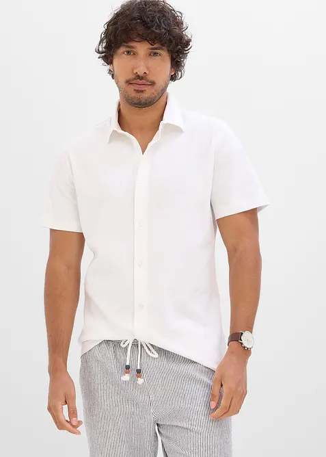 Chemise manches courtes en piqu&eacute; tr&egrave;s extensible, slim, bonprix