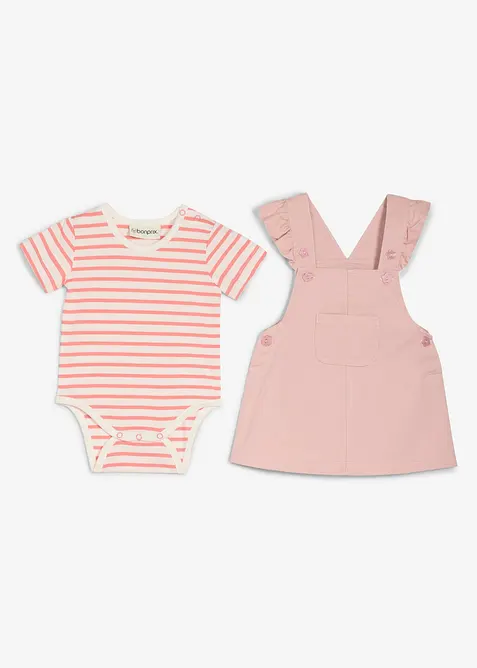 Body et robe salopette 100% coton (ens. 2&nbsp;pces), bonprix