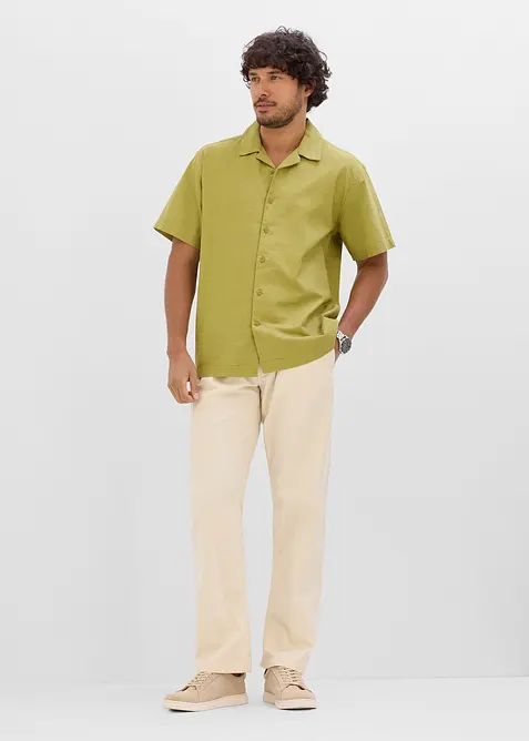 Kurzarmhemd aus Leinen-Mix in Loose Fit, bonprix