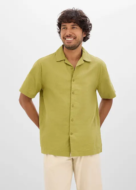 Kurzarmhemd aus Leinen-Mix in Loose Fit, bonprix