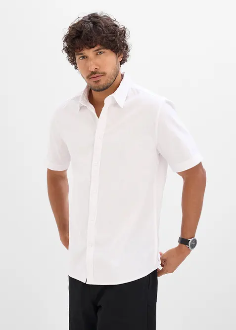 Kurzarmhemd aus Leinen-Mix in Regular Fit, bonprix
