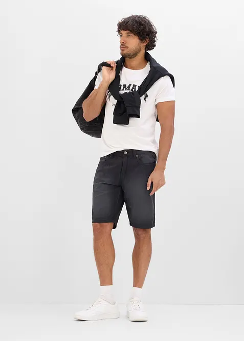 Leichte Bermuda mit Dehnbund aus colored Denim, Regular Fit (2er Pack), bonprix