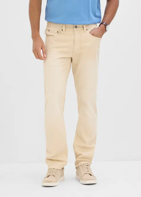 Leichte Regular Fit Jeans mit Dehnbund aus colored Denim, Straight, bonprix