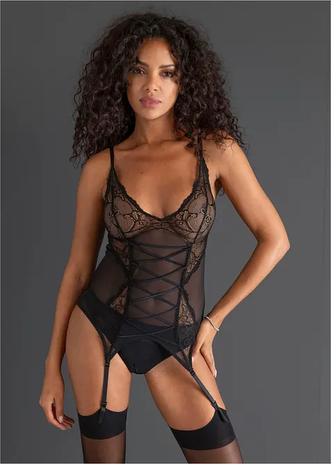 Top porte-jarretelles et string ouvert (ens. 2&nbsp;pces), bonprix