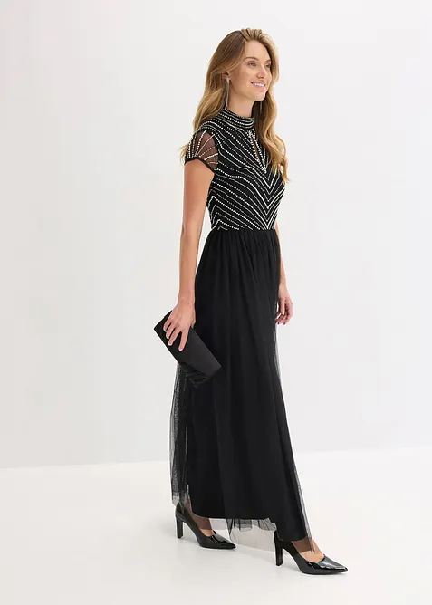 Robe longue avec haut brod&eacute; de perles, bonprix