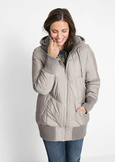 Steppjacke mit breitem Komfortbund und Kapuze, bonprix