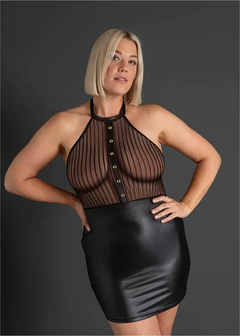 Neckholderkleid mit Wetlook, bonprix