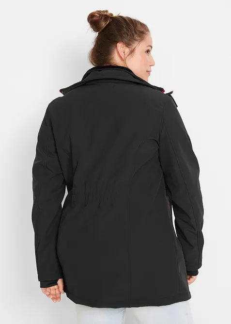Longue parka en softshell extensible et d&eacute;perlant, bonprix