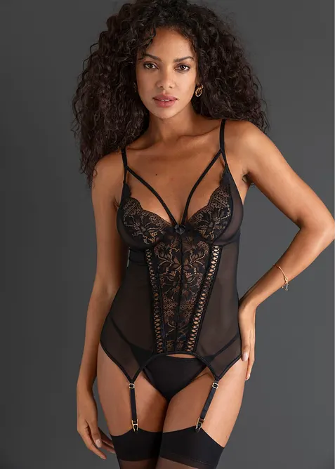 Top porte-jarretelles et string (ens. 2 pces), bonprix