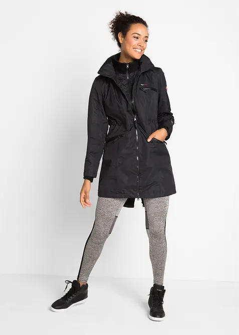 wasserdichter Funktions-Outdoor-&Uuml;bergangsmantel mit Kapuze, 2 in 1-Optik, bonprix