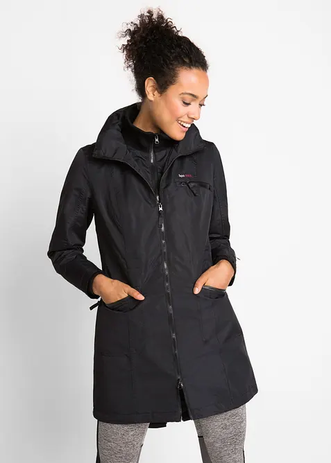 wasserdichter Funktions-Outdoor-&Uuml;bergangsmantel mit Kapuze, 2 in 1-Optik, bonprix