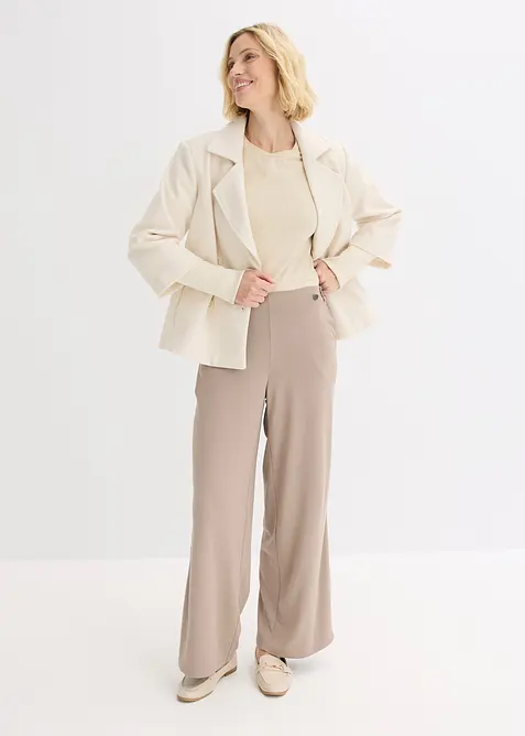 Marlenehose aus Punto di Roma mit Satinband, bonprix