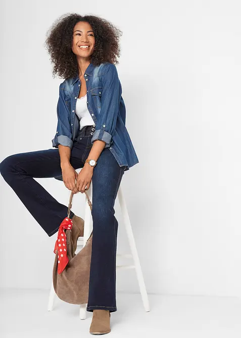 Jean bootcut taille haute, sculptant, bonprix