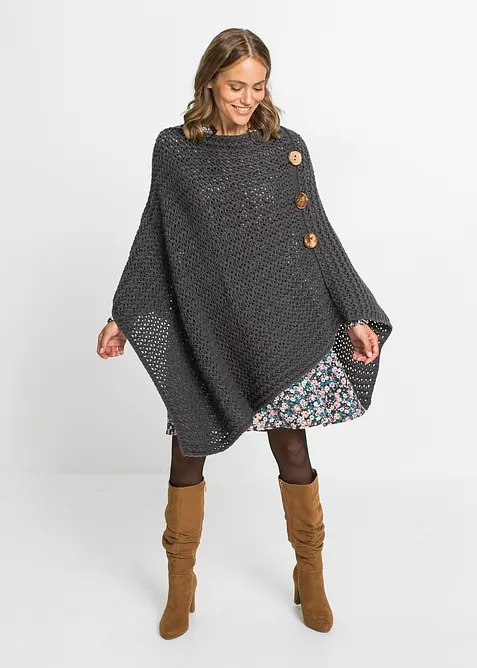 Poncho mit Kn&ouml;pfen, bonprix