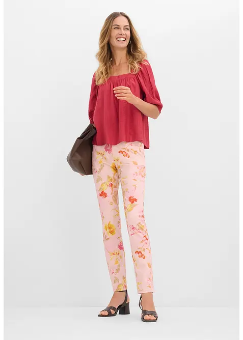 Stretch-Hose mit Bl&uuml;ten Print, bonprix