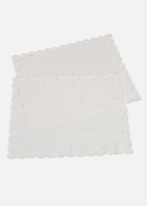 Lot de 2 sets de table en coton avec broderies, bonprix