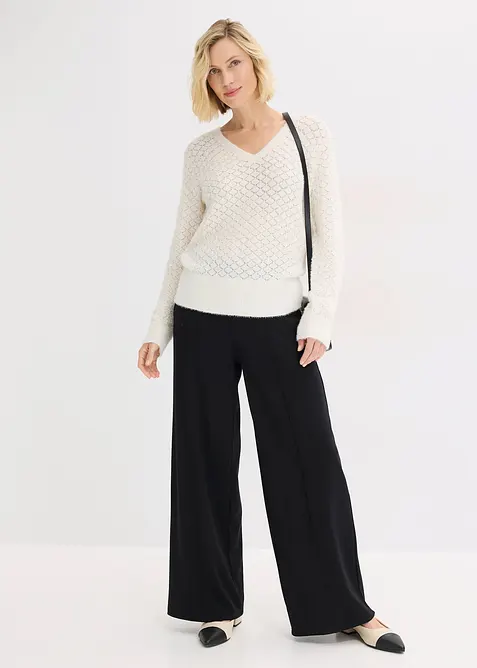 Pull ajour&eacute; avec fil peluche, bonprix