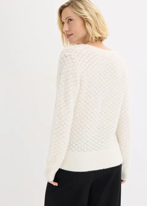 Pull ajour&eacute; avec fil peluche, bonprix