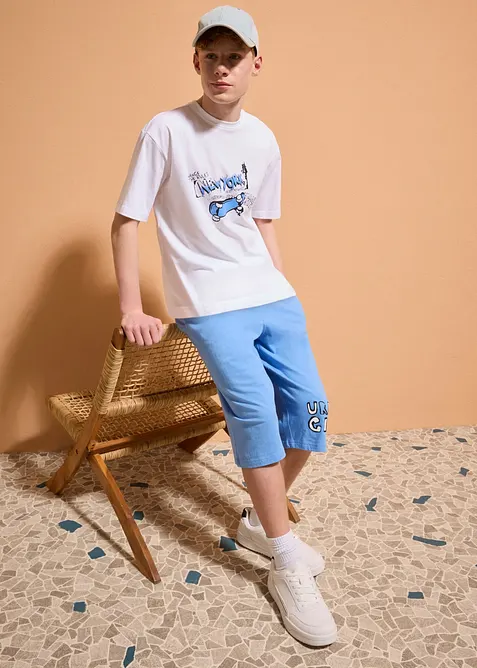 Loose Fit T-Shirt und Jersey-Longbermuda aus reiner Bio Baumwolle (2-tlg.Set), bonprix