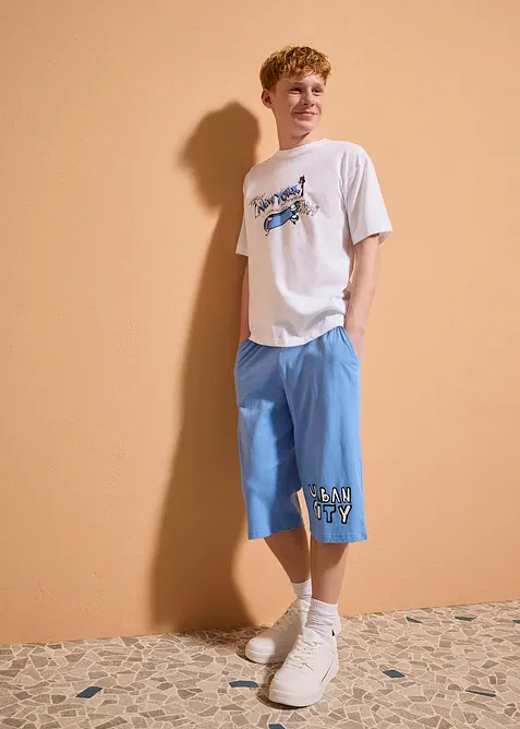 Loose Fit T-Shirt und Jersey-Longbermuda aus reiner Bio Baumwolle (2-tlg.Set), bonprix