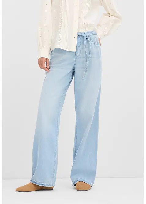 Wide-Leg-Jeans, Mid Waist, mit G&uuml;rtel, bonprix