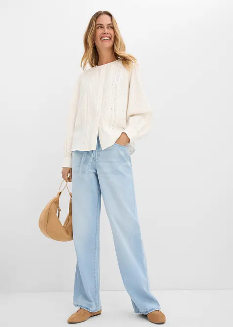 Wide-Leg-Jeans, Mid Waist, mit G&uuml;rtel, bonprix