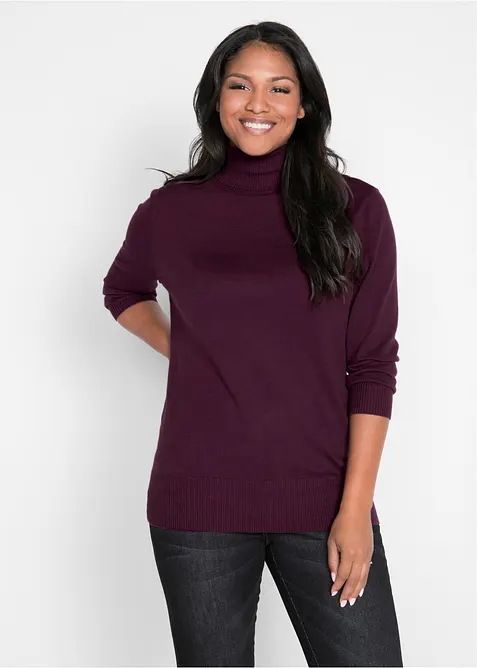 Pull col roul&eacute; basique, bonprix