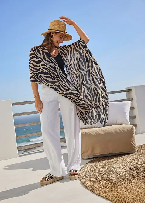 Poncho &agrave; motif z&egrave;bre, bonprix