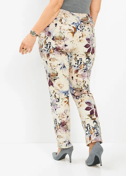 Stretch-Hose mit Blumen-Print, bonprix