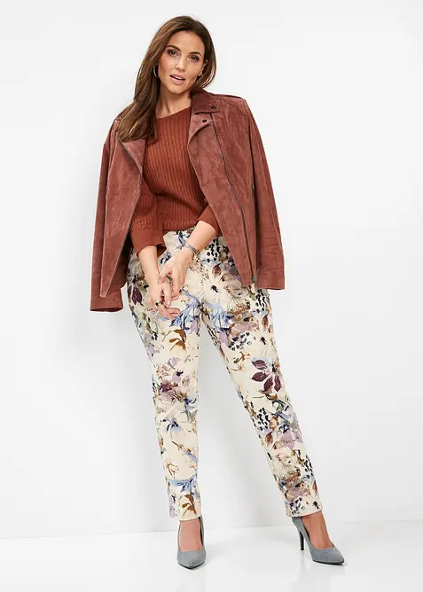 Stretch-Hose mit Blumen-Print, bonprix