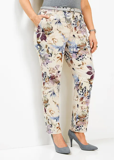 Stretch-Hose mit Blumen-Print, bonprix