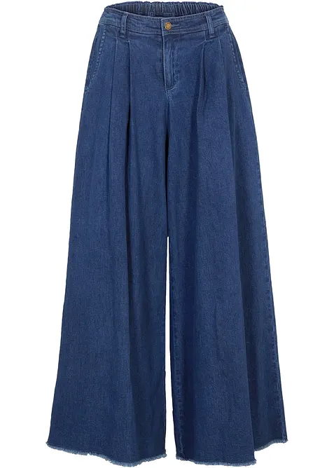 Jupe-culotte large en jean, taille &eacute;lastiqu&eacute;e, bonprix