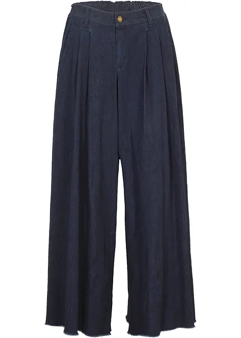 Jupe-culotte large en jean, taille &eacute;lastiqu&eacute;e, bonprix