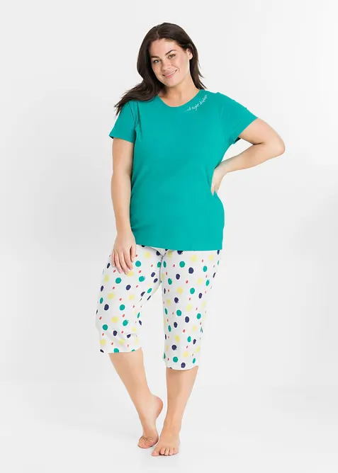 Capri Pyjama aus reiner Baumwolle, bonprix