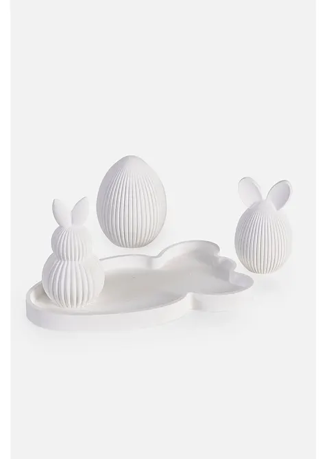 D&eacute;co lapins et &oelig;uf sur un plateau (ens. 4&nbsp;pces), bonprix