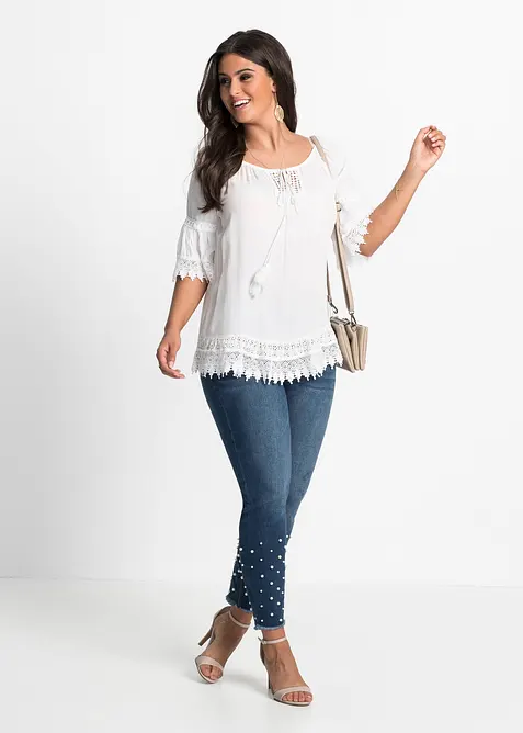Tunique &agrave; dentelle en viscose douce, bonprix