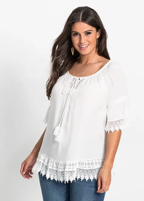 Tunique &agrave; dentelle en viscose douce, bonprix
