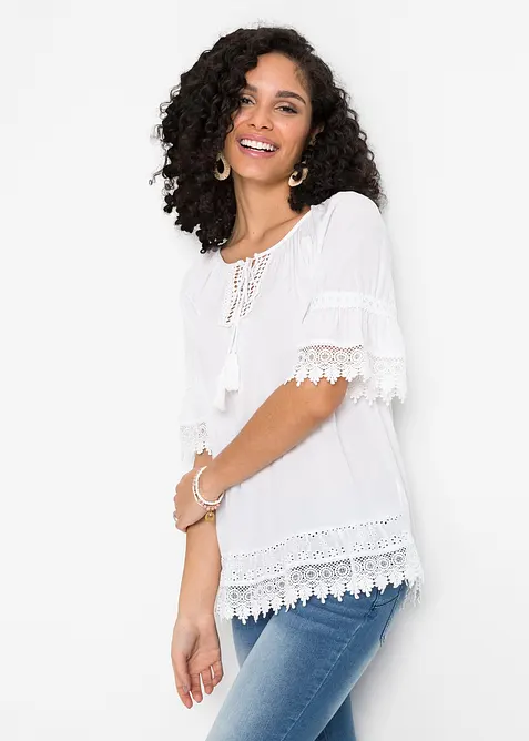 Tunika mit Spitze aus softer Viskose, bonprix