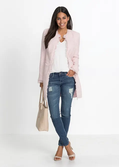 Blazer long en maille boucl&eacute;e, bonprix