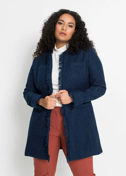 Blazer long en maille boucl&eacute;e, bonprix