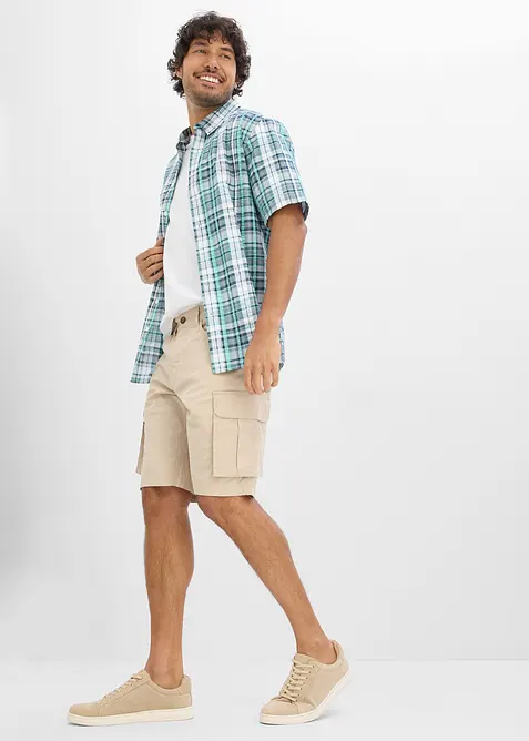 Seersucker-Kurzarmhemd aus reiner Baumwolle, bonprix