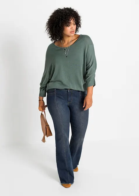 Pull en fine maille manches 3/4, bonprix