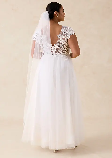 Brautkleid aus zartem T&uuml;ll mit Spitze, bonprix