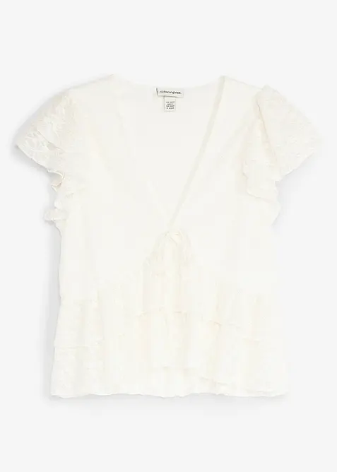 T-shirt court en dentelle, bonprix