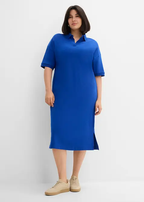 Robe midi 100% coton &agrave; col polo, bonprix