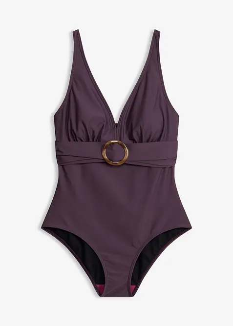 Maillot 1 pi&egrave;ce sculptant, maintien l&eacute;ger, encolure V, bonprix