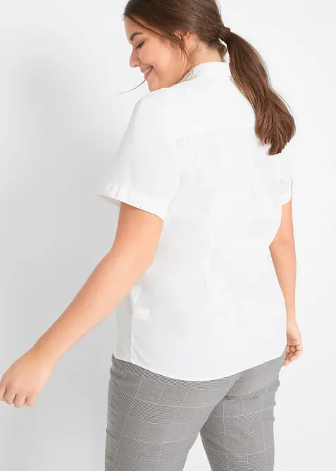 Taillierte Stretch-Kurzarmbluse aus Baumwollmix, bonprix