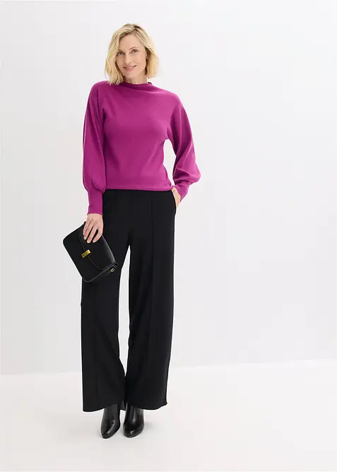 Pull en maille &agrave; manches ballon, bonprix